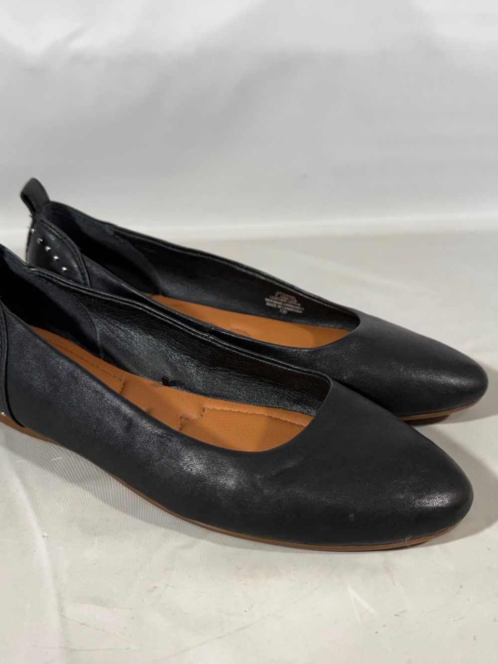 Lucky Brand CAYNA Women's Shoes Size 7.5 Black Leather Ballet Flats Studded